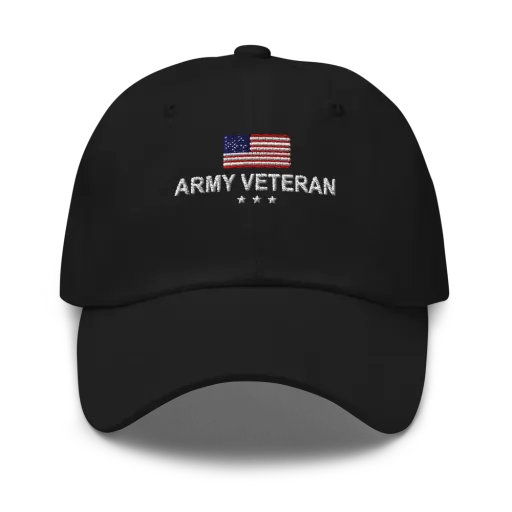 Army Flag Over Text Cap — Black